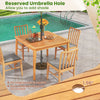 5-piece patio dining set featuring solid acacia wood, umbrella hole, and comfortable chairs for outdoor dining.