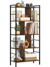 5-tier Bookcase 61 Inch Tall Industrial Bookshelf with Metal Frame
