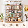 5-tier industrial bookshelf with metal frame, showcasing storage for books, plants, and decor in a stylish design.