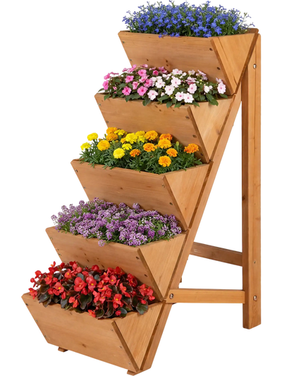 Costway 5-Tier Vertical Raised Garden Bed Wood Elevated Planter Box with Legs 84743760 New