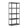 5-tier metal shelving unit with adjustable shelves and anti-slip foot pads, ideal for garage storage and organization.