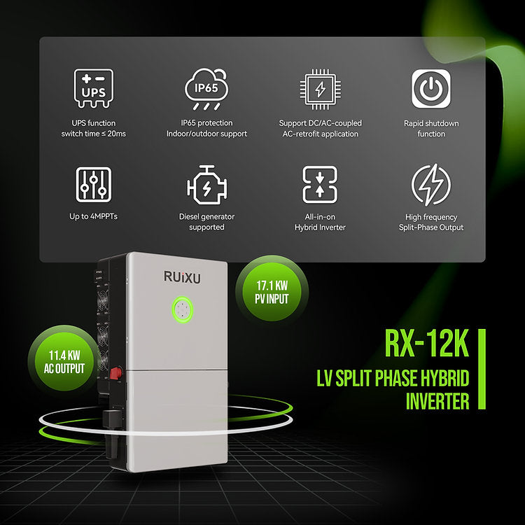 RUiXU RX-12K Split Phase Hybrid Inverter 17.1 kW PV Input New