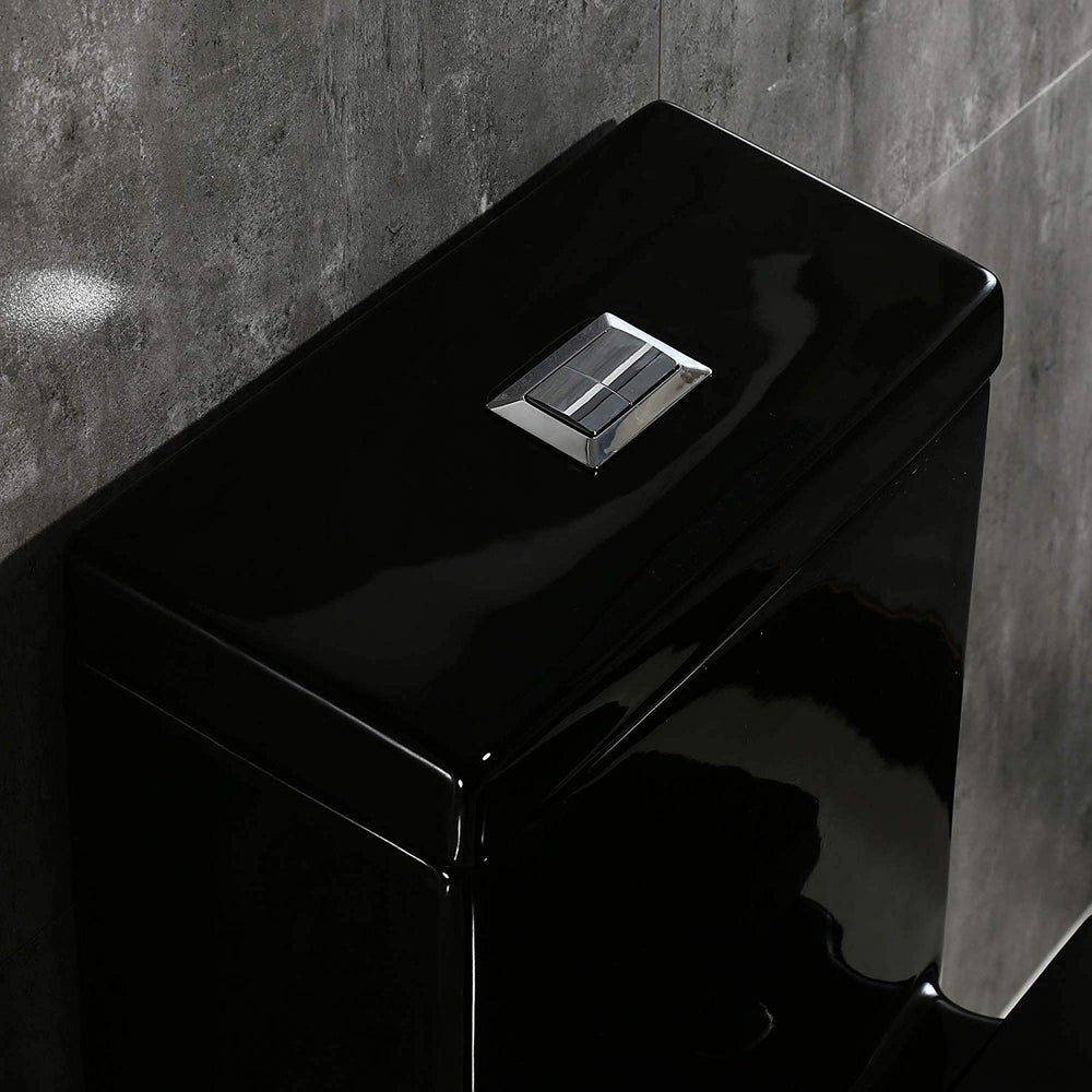 WOODBRIDGE Modern Square Design One Piece Dual Flush 1.28 GP Toilet, Chair Height with Soft Closing Seat, B0921, Black