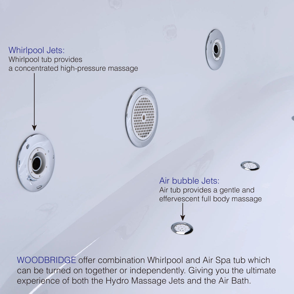 WOODBRIDGE B0034 Bathtub 71" Whirlpool Water Jetted and Air Bubble Freestanding New