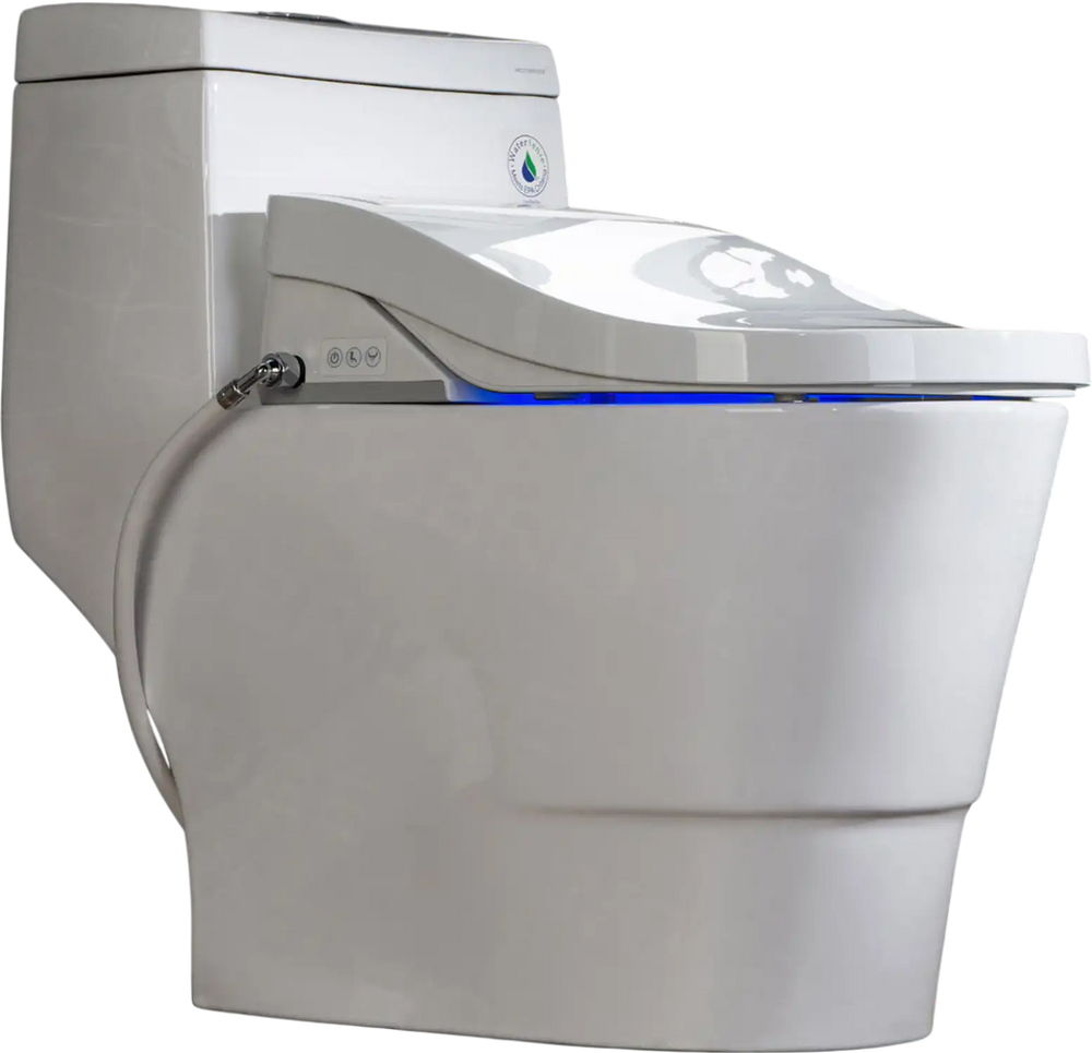 WOODBRIDGE T-0008 Luxury Bidet Toilet, Elongated One Piece Toilet with Advanced Bidet Seat, Chair Height, Smart Toilet Seat with Temperature Controlled Wash Functions and Air Dryer