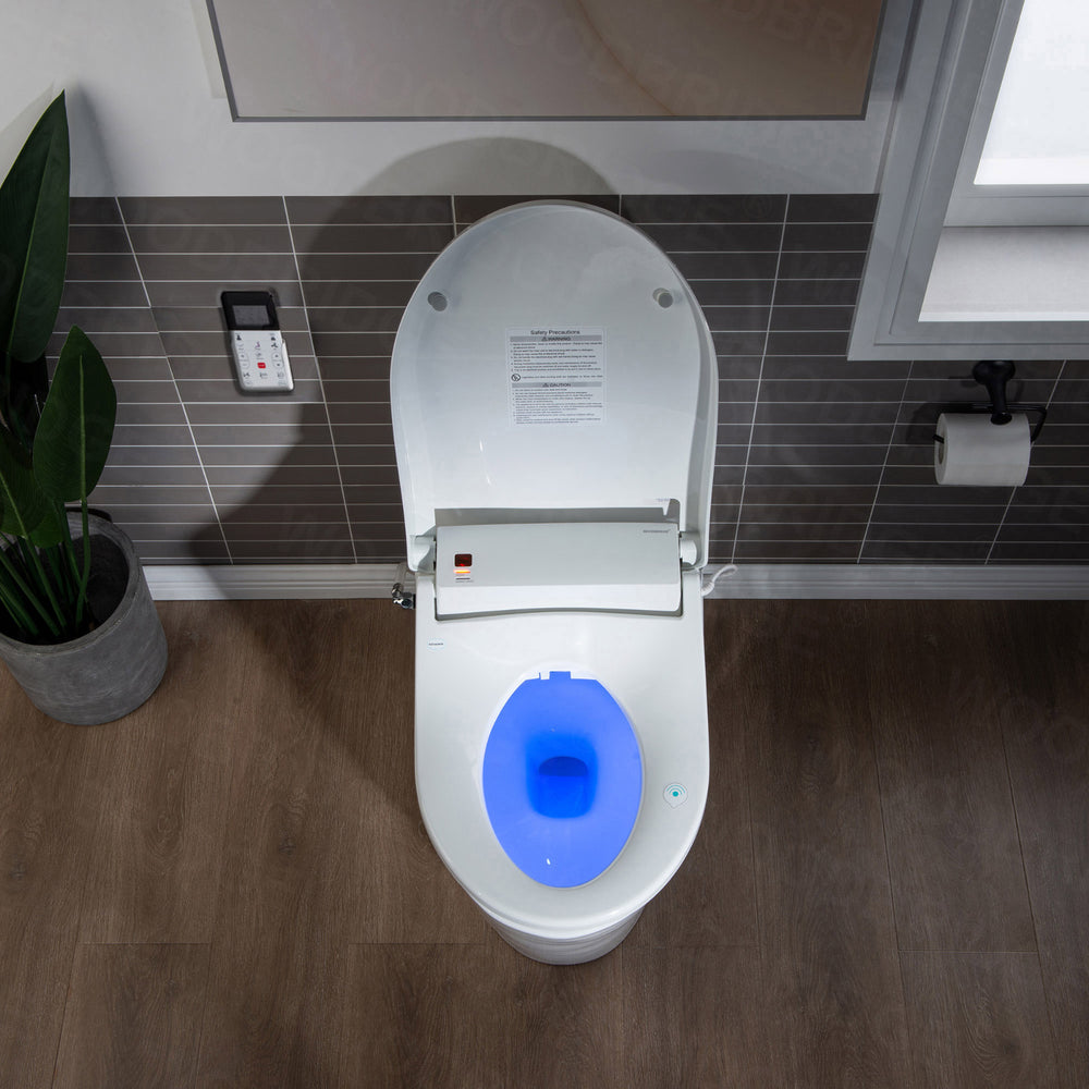 WOODBRIDGE T-0008 Toilet with Advanced Bidet Seat Dual Flush 1/1.6 GPF Temp Control Heated Seat New