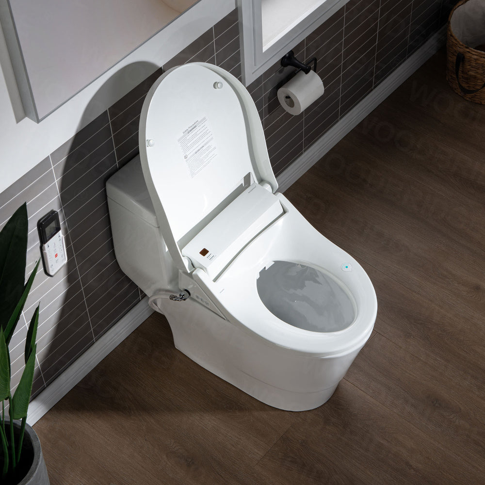 WOODBRIDGE T-0008 Toilet with Advanced Bidet Seat Dual Flush 1/1.6 GPF Temp Control Heated Seat New