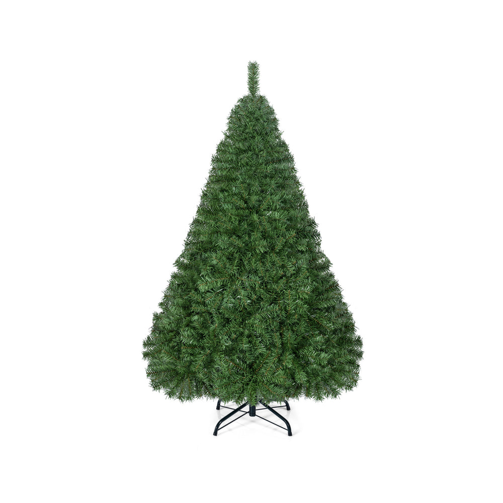5 FT artificial Christmas tree with 519 branch tips, hinged design, and a sturdy folding metal stand for easy setup.