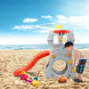 Toddler climber slide playset with basketball hoop and telescope, perfect for outdoor fun at the beach.