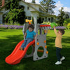 Toddler climber slide playset with basketball hoop and telescope, designed for outdoor fun and physical development.