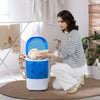 Portable semi-auto washing machine with clear lid, 5.5lbs capacity, ideal for small spaces like dorms and apartments.