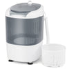 Portable mini washing machine in gray with a spin basket, ideal for home and dorm laundry needs.