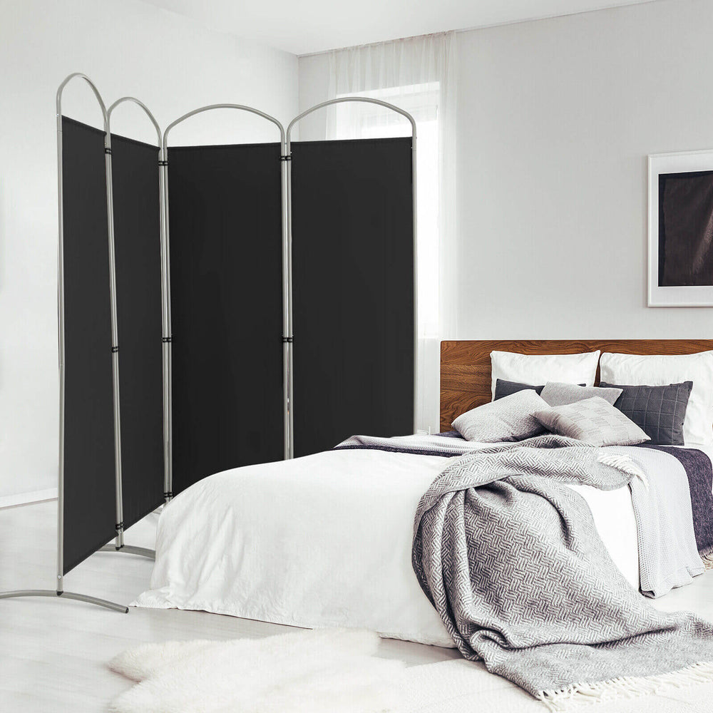 6.2Ft Folding 4-Panel Room Divider for Home Office Living Room-Black - Gallery View 1 of 10