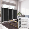 Freestanding 6-panel folding privacy screen in black, made of durable polyester, ideal for versatile room decoration.