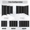 Freestanding 6-panel black privacy screen with durable fabric and metal frame, ideal for dining rooms or offices.