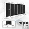 Freestanding 6-panel folding privacy screen in black, 74" tall, ideal for offices or dining rooms, with durable metal.