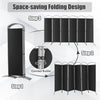 Freestanding 6-panel folding privacy screen in black, featuring durable polyester fabric and a space-saving design.