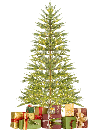 Costway Pre-Lit Hinged Artificial Cypress Christmas Tree 6.5/7.5' 43872591 New