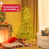 Pre-lit 6.5 ft artificial cypress Christmas tree with warm white lights, featuring a hinged structure for easy assembly.
