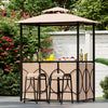 6.5 x 4 x 8 FT Grill Gazebo Set with 2 Bar Stools and Bar Table-Brown - Gallery View 1 of 10