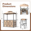 Dimensions of the 6.5 x 4 x 8 FT grill gazebo set with bar table and stools, showcasing storage and ergonomic design.