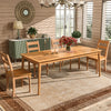 Rectangular acacia wood dining table for 6 with natural finish, perfect for outdoor gatherings on patio or porch.