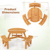 Round picnic table set with 3 built-in benches, crafted from natural fir wood, ideal for outdoor dining and gatherings.
