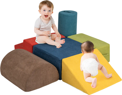 Costway 6-Piece Baby Climbing Blocks Foam Slide Set Multicolor 53174962 New