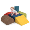 Colorful 6-piece baby climbing blocks made of high-density foam, perfect for imaginative play and easy storage.