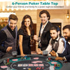 48-inch foldable poker table top for 6 players with cushioned armrests and cup holders, perfect for game nights.