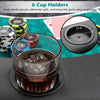 Close-up of a cup holder on the 48-inch foldable poker table, featuring a cushioned surface for secure drink placement.