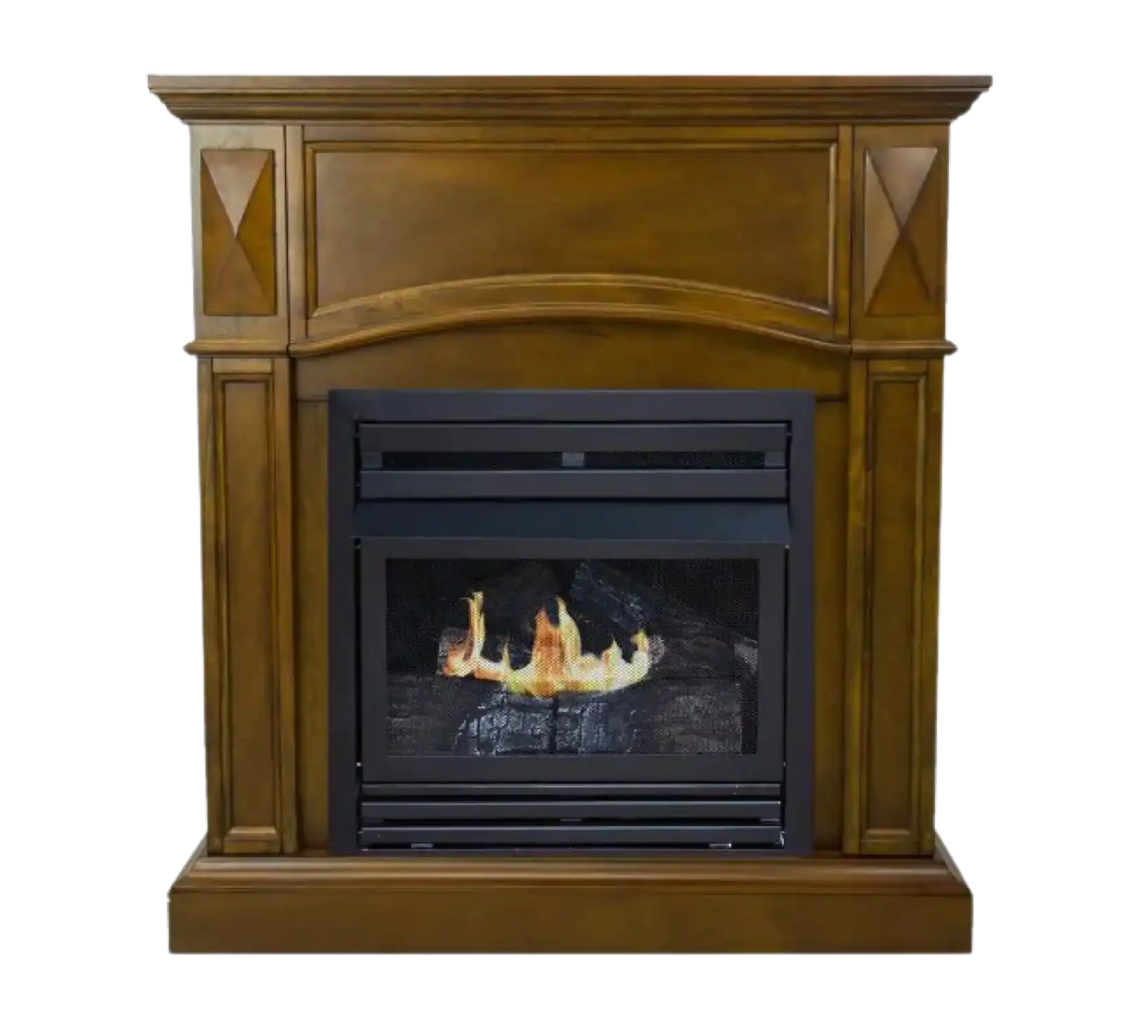 Pleasant Hearth 20,000 BTU 36 in. Compact Convertible Ventless Propane Gas Fireplace in Heritage Oak New