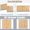 Acacia wood interlocking tile flooring showing easy assembly method, perfect for garden, balcony, or poolside use.