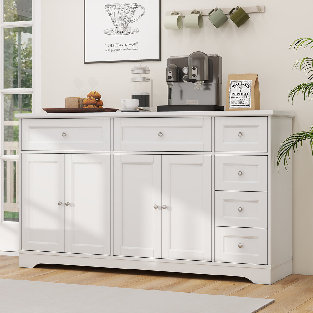 Buffet Sideboard 59" Modern Coffee Bar Station Console Table-White - Gallery View 1 of 10