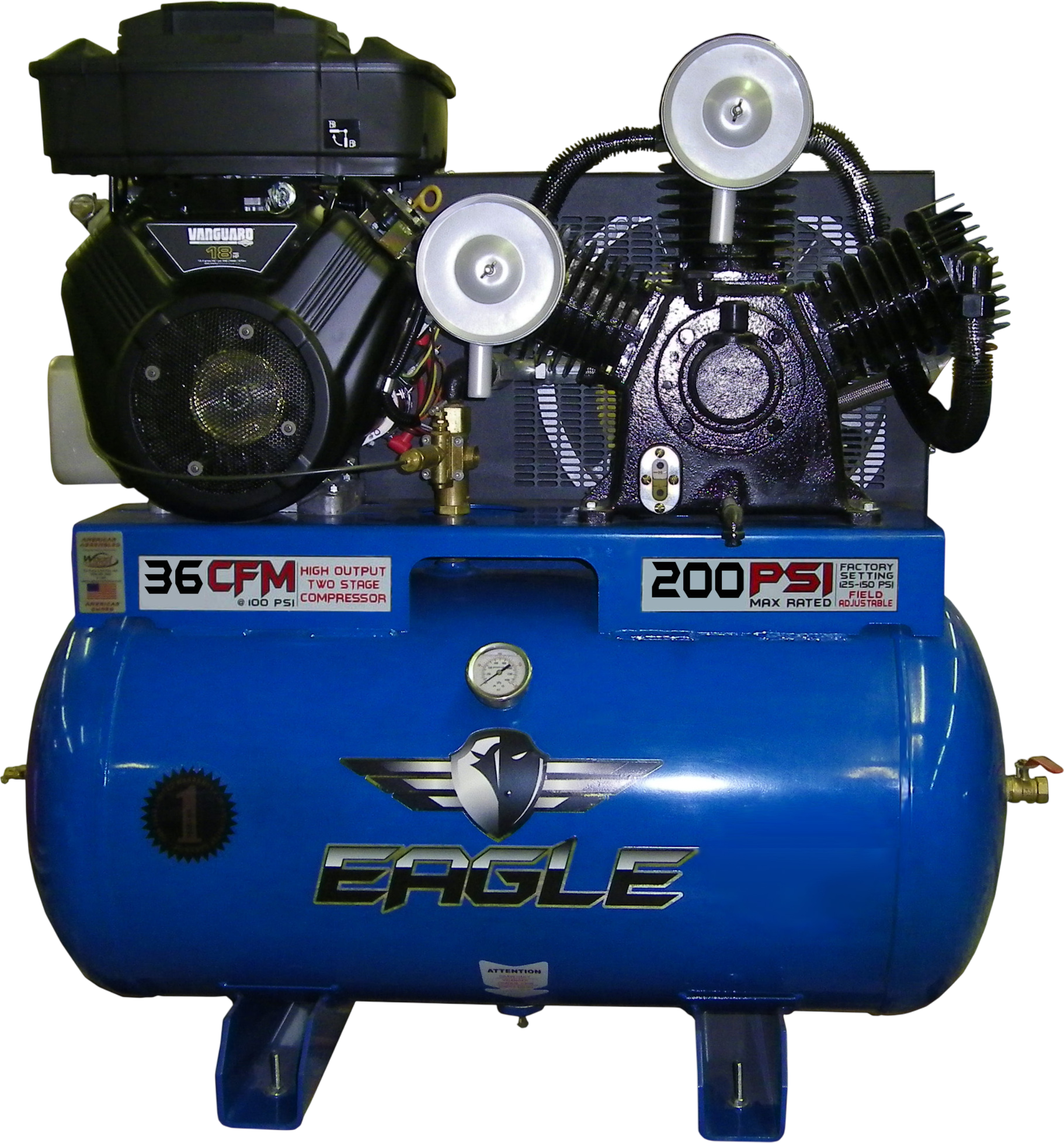 Eagle Truck Mount Air Compressor 200 PSI 55 Gal. 36 CFM 18 HP Vanguard Electric Start 18G55TRKE New