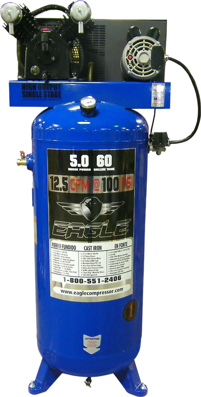 Eagle C4160V1 Air Compressor Upright 150 PSI 60 Gallon 12.5 CFM 5 HP Electric 208/230V New