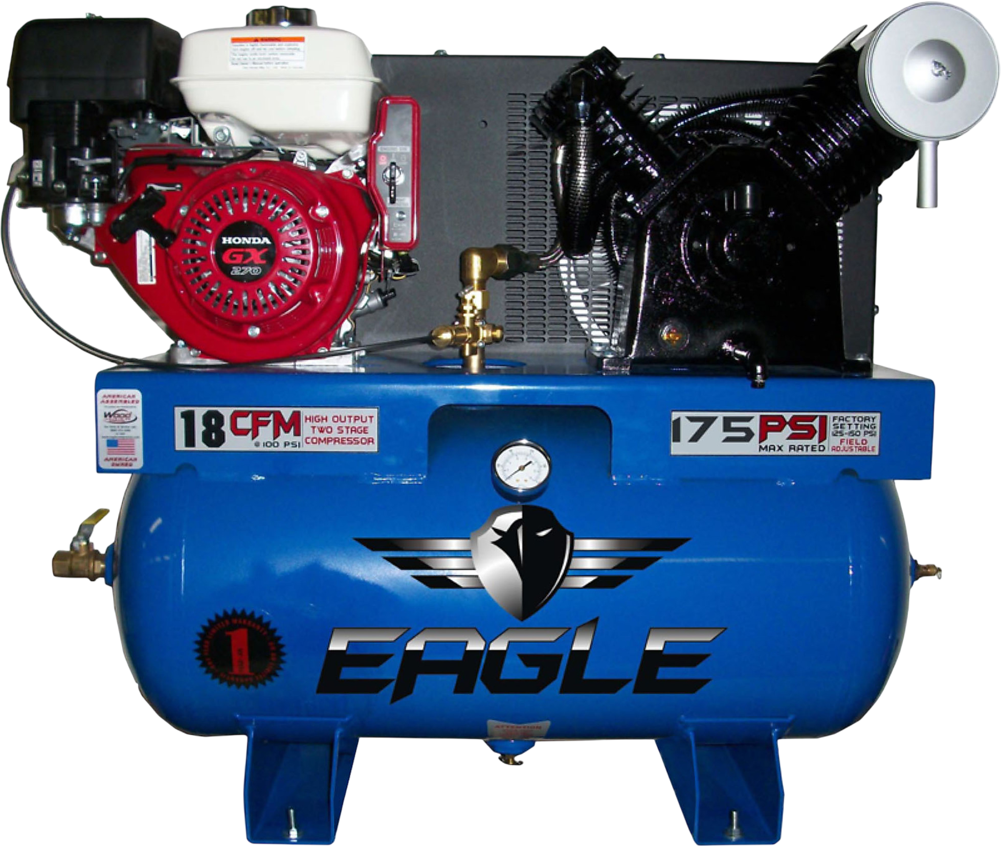 Eagle Truck Mount Air Compressor 175 PSI 30 Gal. 18 CFM 9 HP Honda GX270 Electric Start 9G30TRKE New