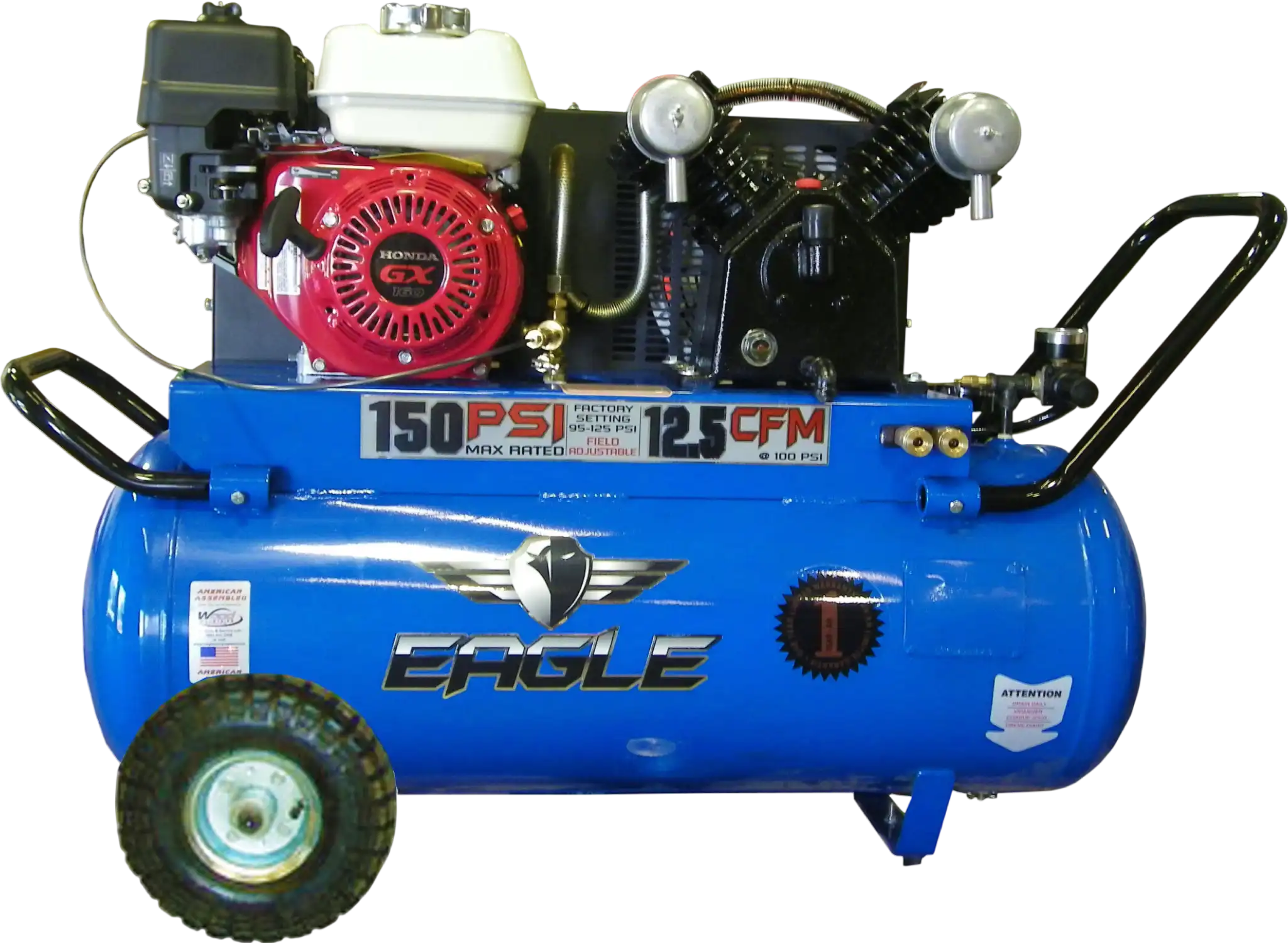 Eagle Air Compressor Portable 150 PSI 25 Gal. 12.5 CFM 5.5 HP Honda GX160 P55G25H1 New