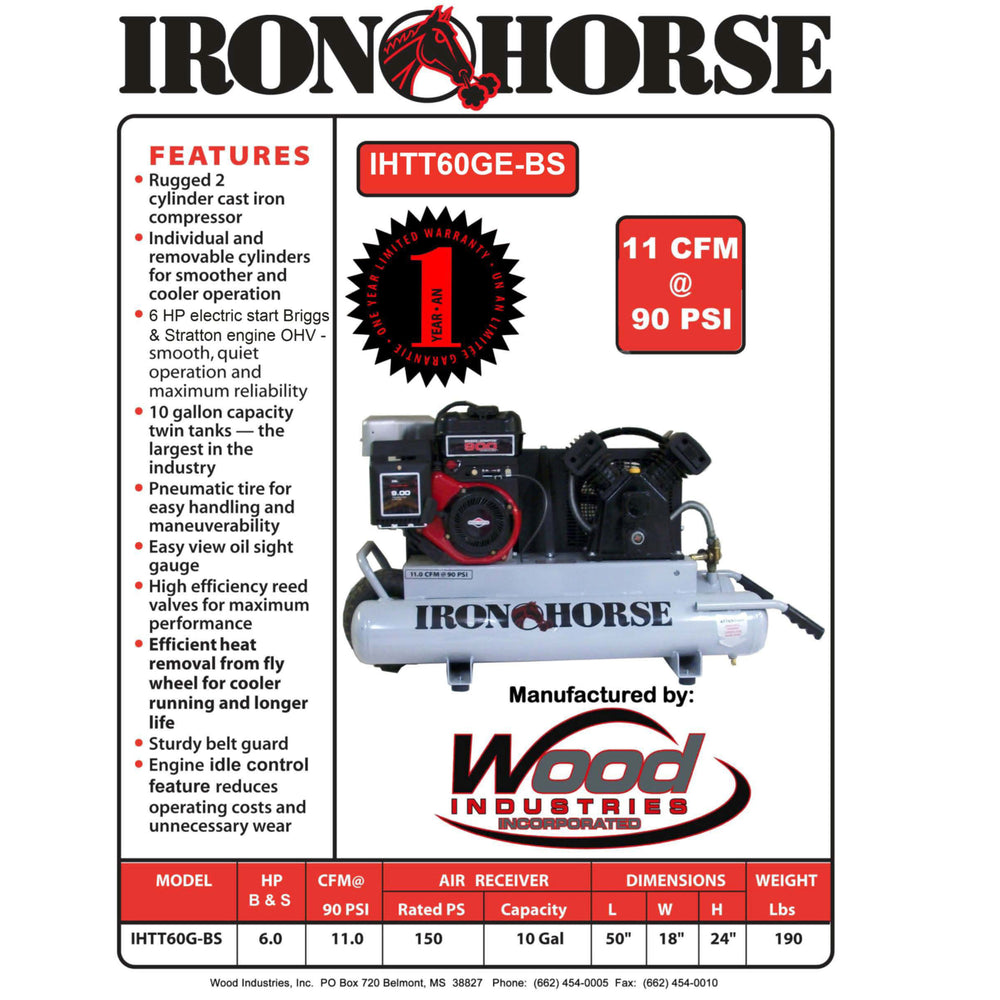 Iron Horse IHTT60GE-BS product features sheet