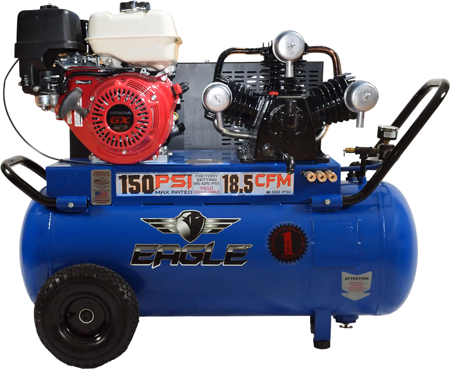 Eagle Air Compressor Portable 150 PSI 25 Gal. 18.5 CFM 9 HP Honda GX270 P90G25H1 New