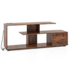 Rustic brown 60-inch entertainment center with built-in power outlet, 3 open shelves, and spacious cabinet for storage.