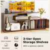 60-inch rustic brown entertainment center with 3-tier open storage shelves and a spacious cabinet for organized storage.
