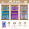 60" cat litter box enclosure with adjustable RGB LED light, storage shelves, and charging station for convenient use.