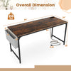 Rustic brown 60-inch computer desk with charging station, storage bag, and sturdy metal frame for versatile workspace.