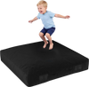 Soft black 60-inch crash pad for kids, featuring a velvet cover and designed for safe impact absorption during play.