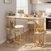 60 Inch Dining Table and 2 Upholstered Barstools with Faux Marble Tabletop-White - Gallery View 1 of 11