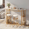 60-inch dining table with faux marble top and two upholstered barstools, perfect for small kitchens and cozy meals.