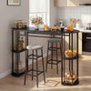 60 Inch Dining Table and 2 Upholstered Barstools with Faux Marble Tabletop-Gray - Gallery View 1 of 11
