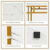 Faux marble tabletop detail of the 60-inch narrow bar table with reinforced crossbars and anti-slip pads for stability.