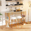 60 Inch Long Bar Table Narrow with Faux Marble Tabletop and Storage Shelves-White - Gallery View 1 of 10